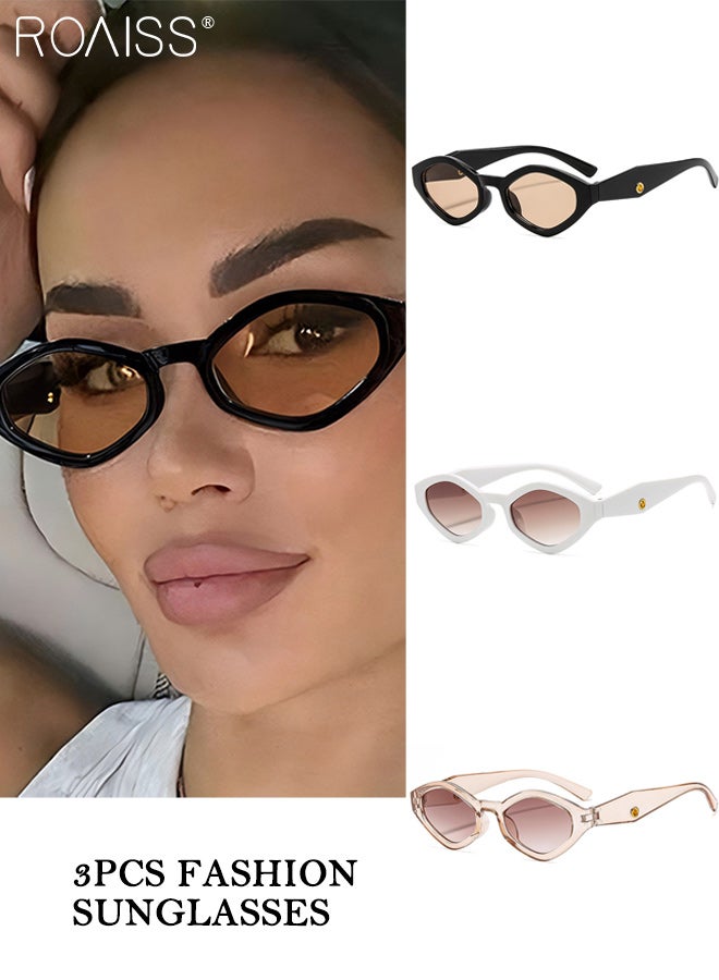 رويس 3 نظارات شمسية سداسية الشكل للنساء والرجال، حماية من الأشعة فوق البنفسجية UV400، نظارات شمسية أنيقة وعصرية مناسبة للحفلات الخارجية والتصوير الفوتوغرافي في الشوارع، 59 مم - Image 1